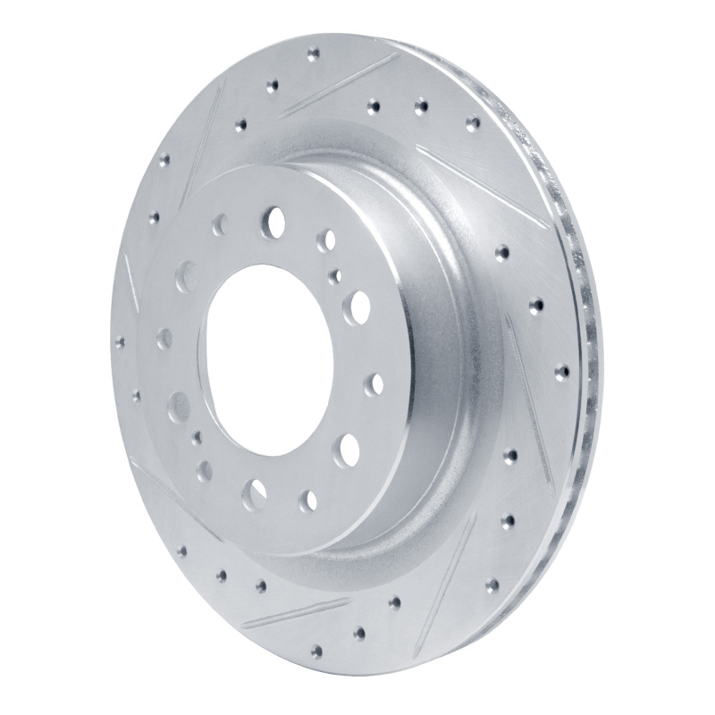 Lexus LX600 Brake Rotor (1) - Rear Left - R1 Concepts - Drilled & Slotted - Silver - `22-`25